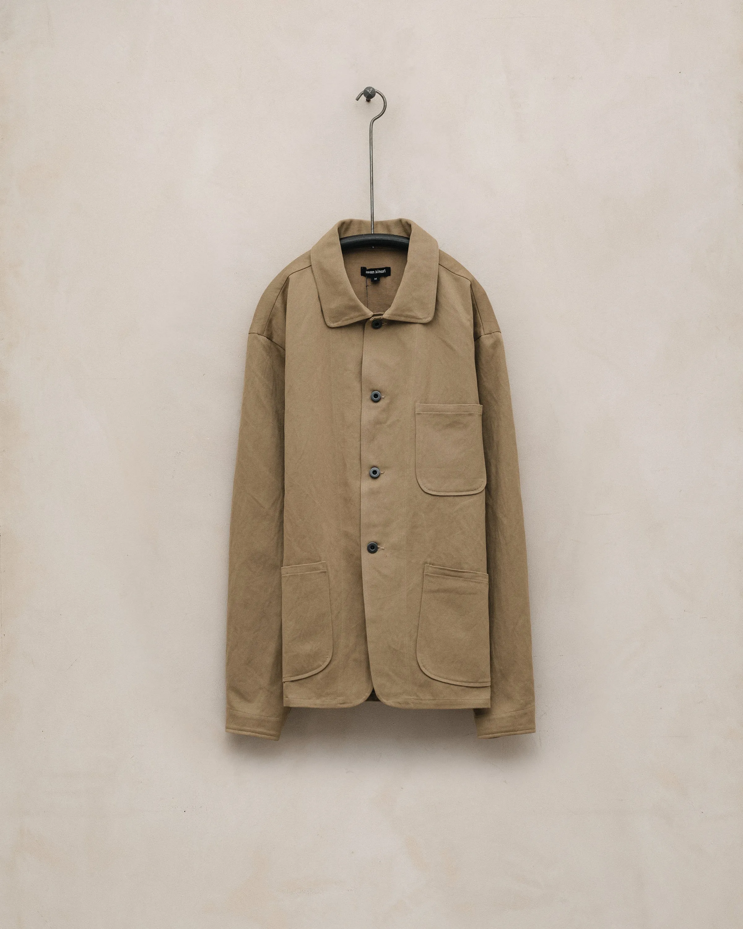 Three Pocket Jacket - Gallnut Cotton/Washi Twill, Khaki (Natural Gallnut Dye) sold by Evan Kinori