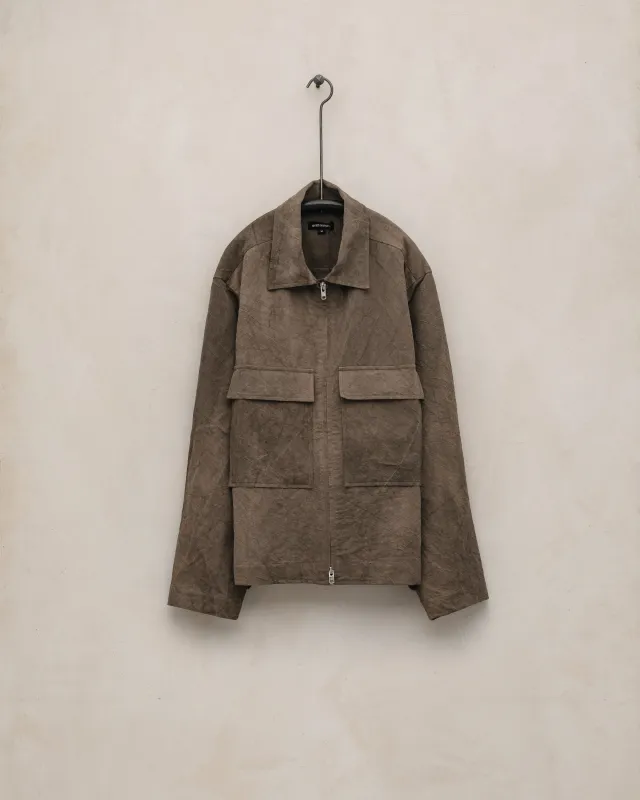Zip Jacket - Natural Dye Cotton/Washi Twill, Brown (Persimmon/Iron Dye) made by Evan Kinori