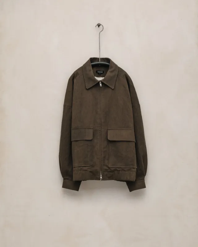 Zip Jacket Two - Sumi Ink Cotton/Washi Canvas, Dark Olive made by Evan Kinori