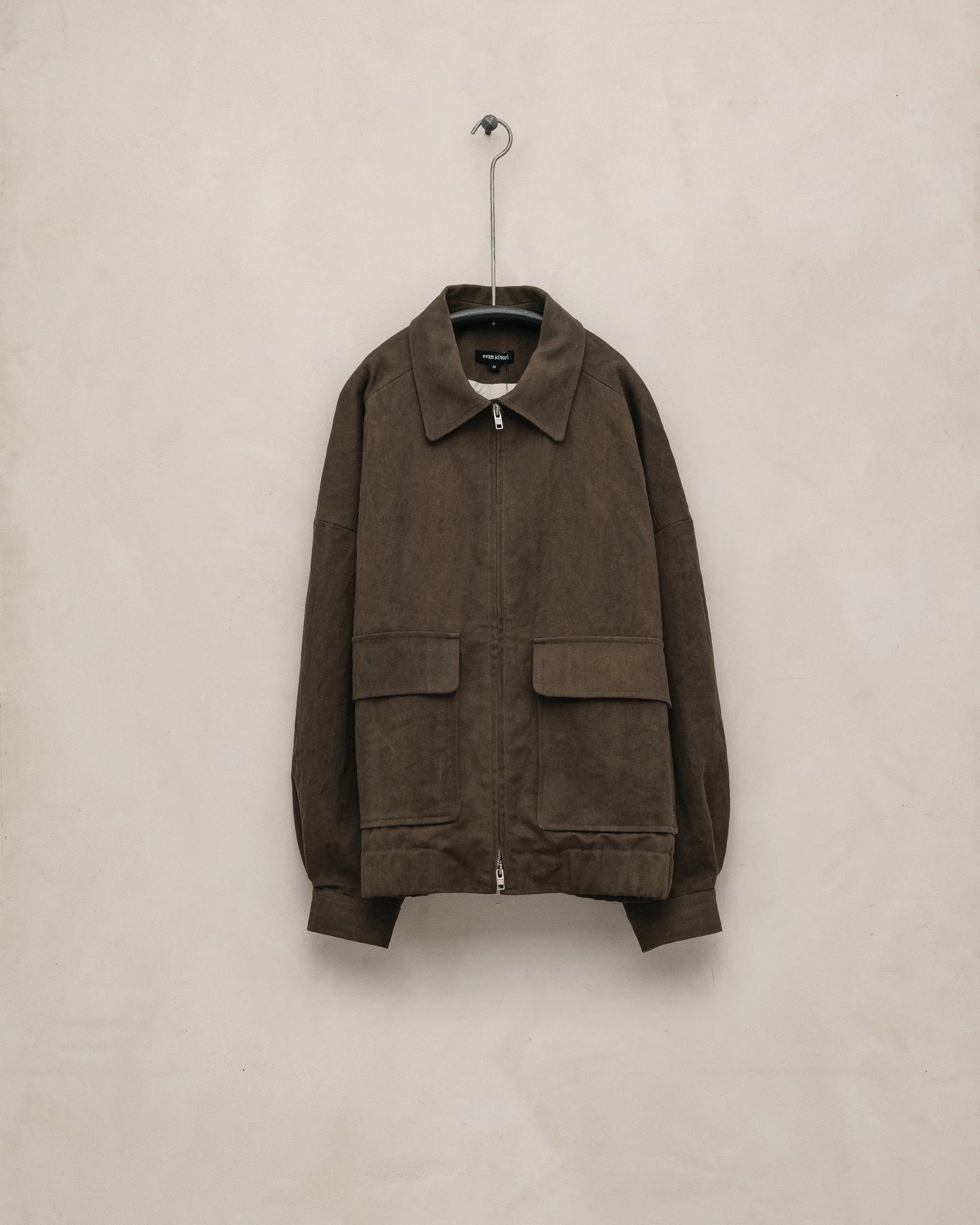 Zip Jacket Two - Sumi Ink Cotton/Washi Canvas, Dark Olive sold by Evan Kinori