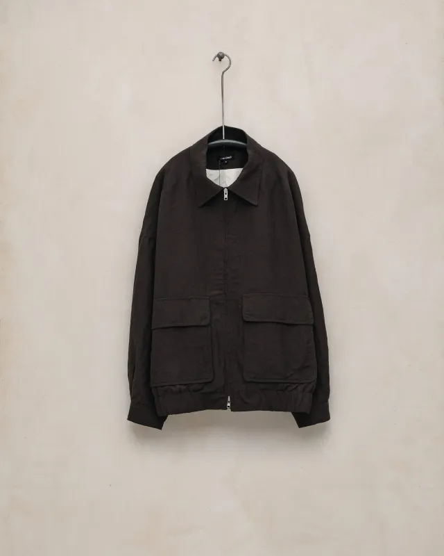 Zip Jacket Two - Worsted Wool/Linen Canvas, Dark Brown made by Evan Kinori