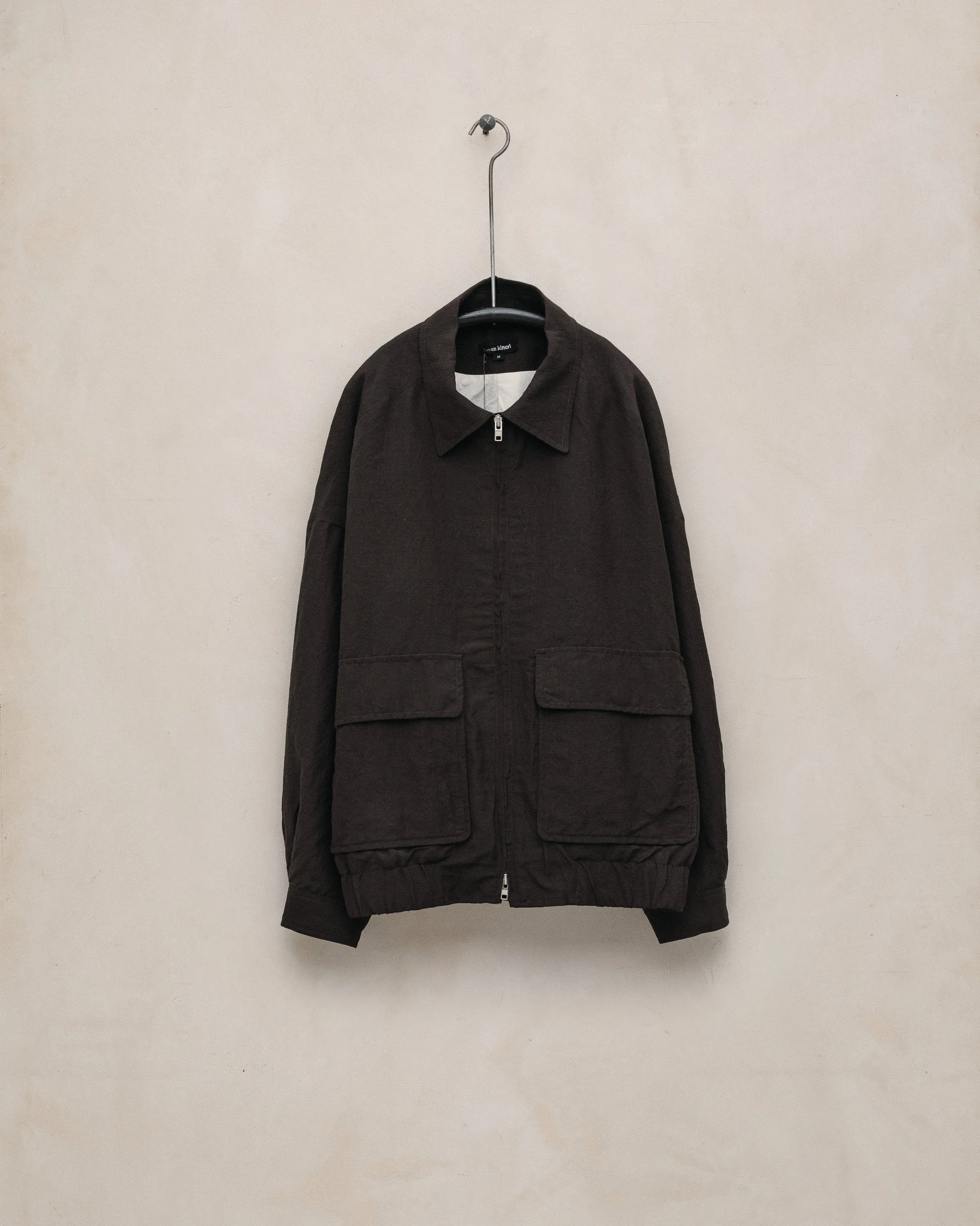 Zip Jacket Two - Worsted Wool/Linen Canvas, Dark Brown sold by Evan Kinori