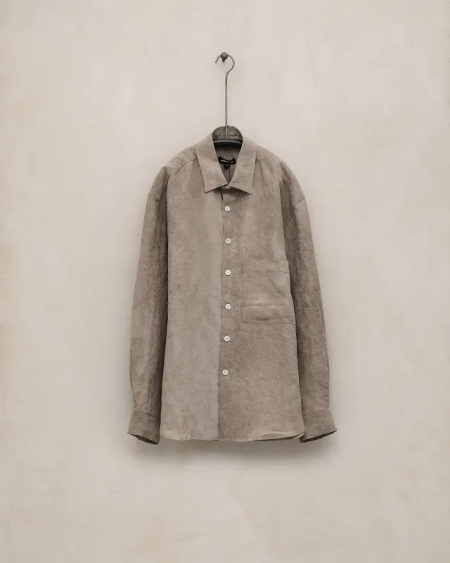 Big Shirt Two - Cold Dyed Hemp, Dark Beige made by Evan Kinori
