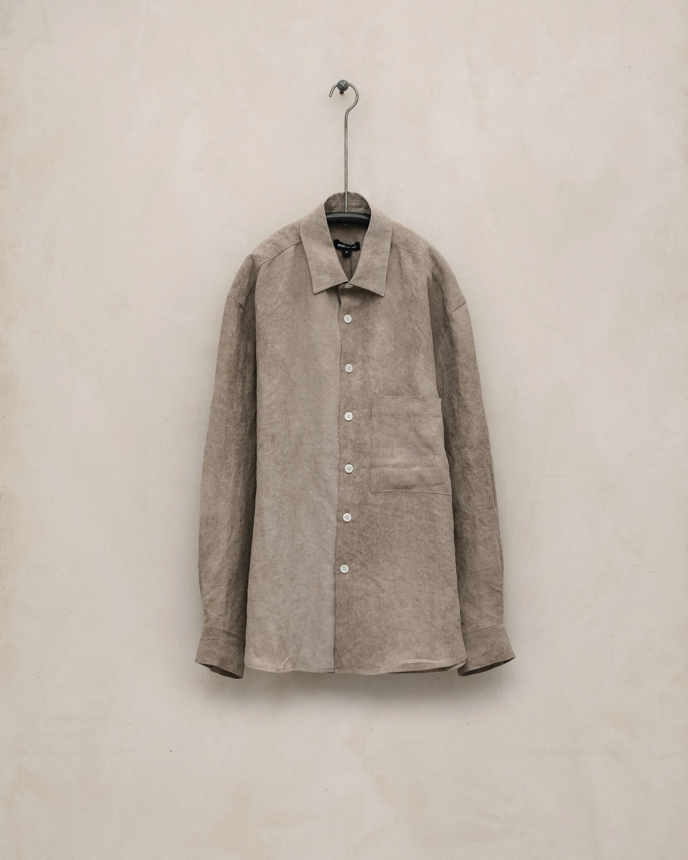 Big Shirt Two - Cold Dyed Hemp, Dark Beige sold by Evan Kinori