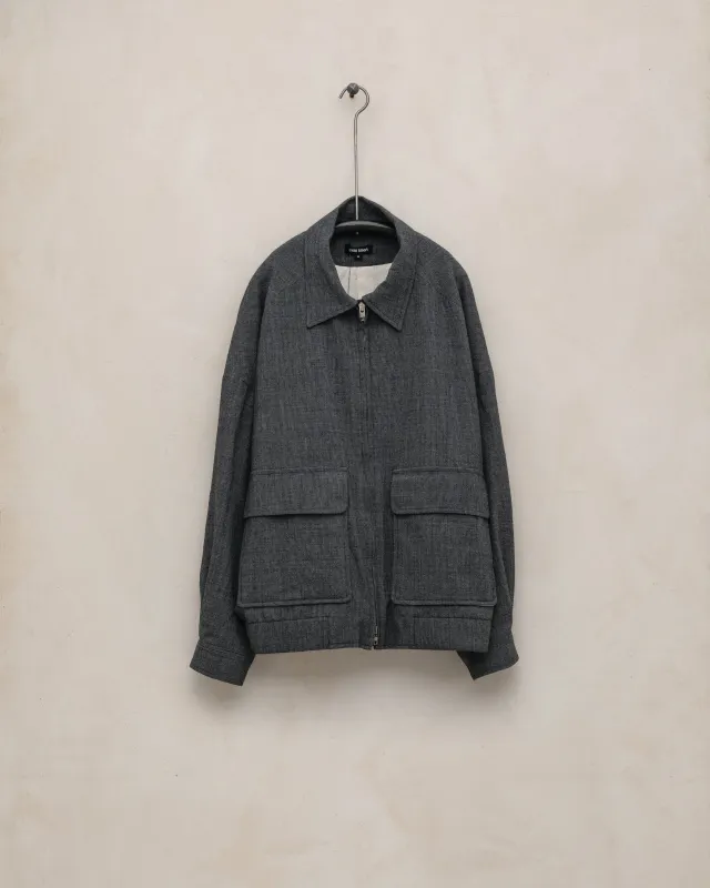 Zip Jacket Two - Worsted Wool Puppytooth, Charcoal/Black made by Evan Kinori