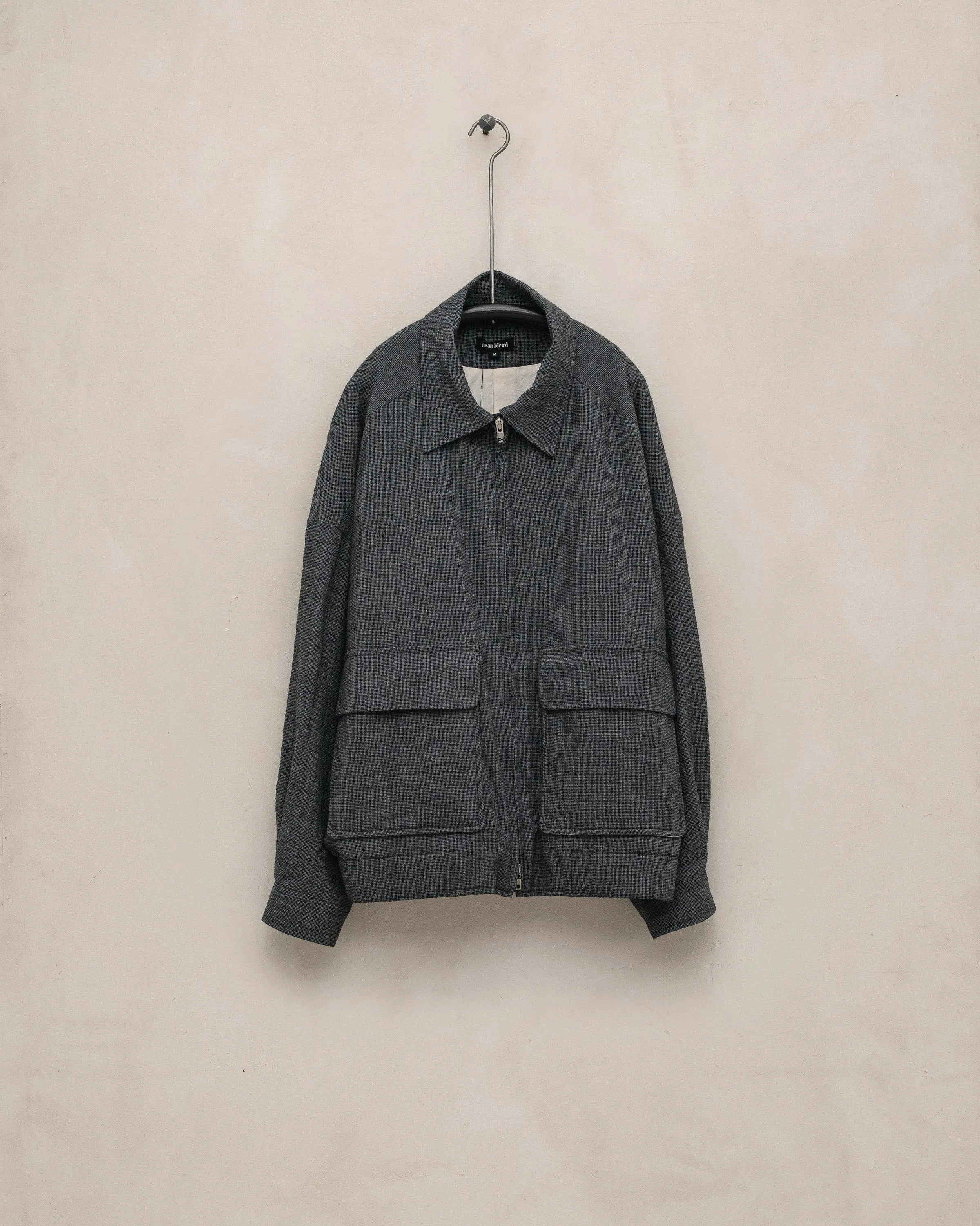 Zip Jacket Two - Worsted Wool Puppytooth, Charcoal/Black sold by Evan Kinori