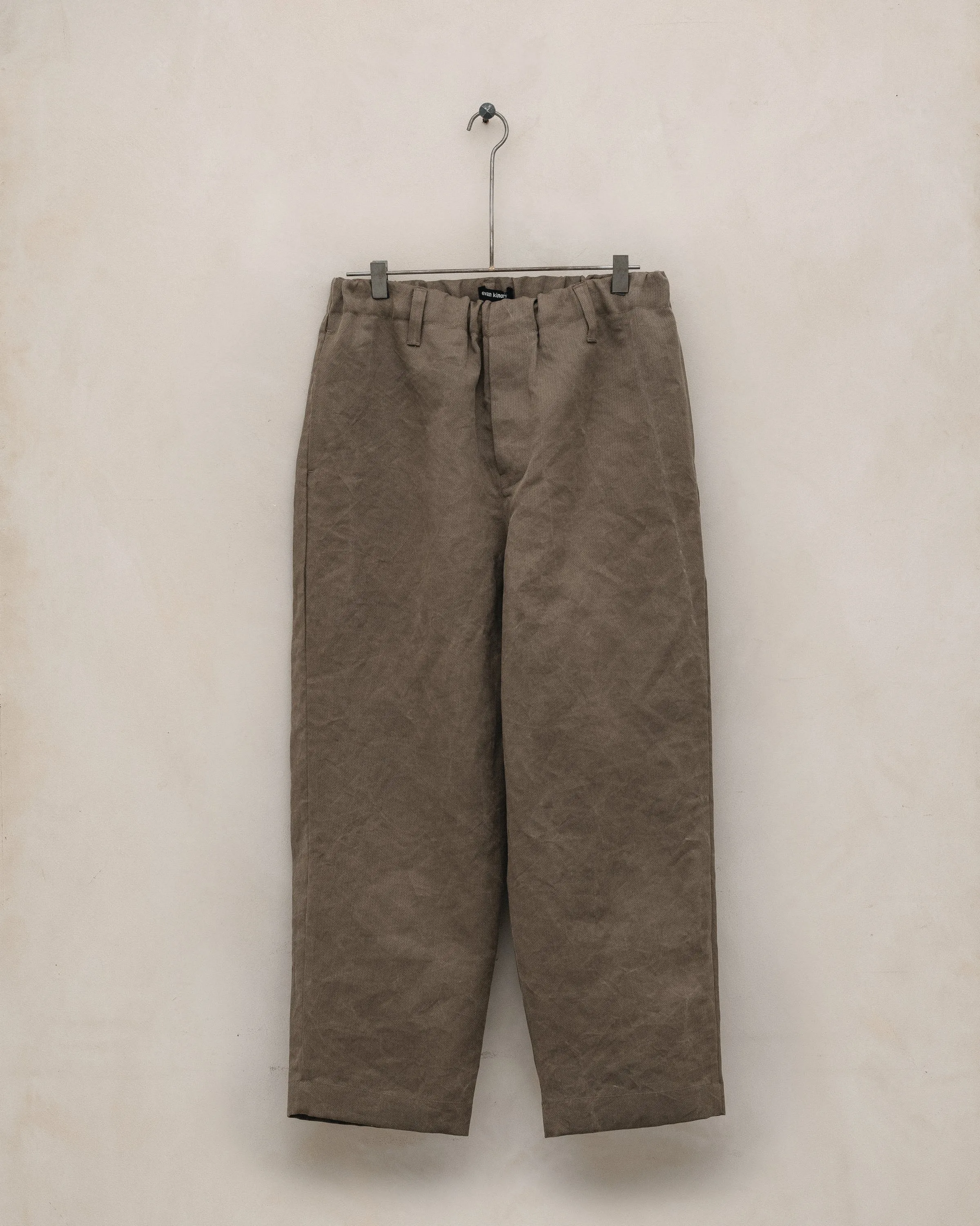 Elastic Pant - Natural Dye Cotton/Washi Herringbone, Iron (Persimmon/Iron Natural Dye) sold by Evan Kinori