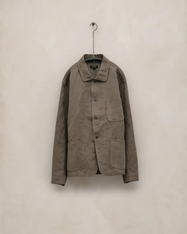 Three Pocket Jacket - Natural Dye Cotton/Washi Herringbone, Iron (Persimmon/Iron Natural Dye) made by Evan Kinori