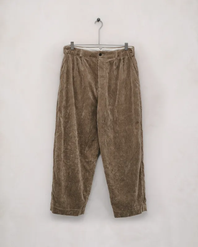 Two Pleat Pant - Natural Dye Cotton/Hemp Corduroy, Gallnut/Iron sold by Evan Kinori Mens