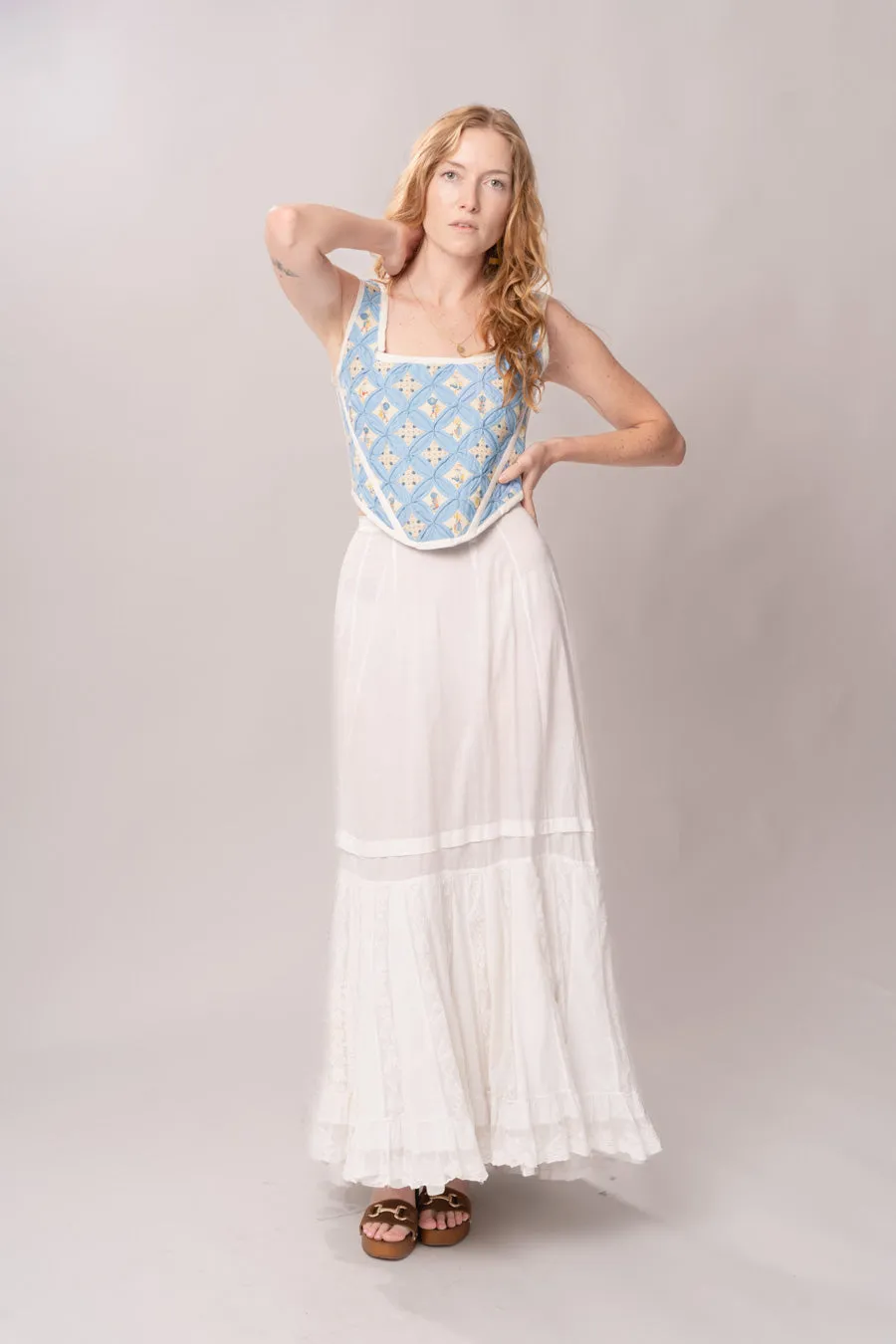 Edwardian White Lace Panel Petticoat Skirt sold by Charm School Vintage