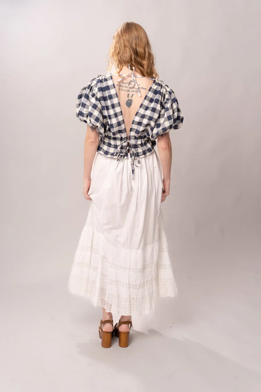 Edwardian White Tiered Petticoat Skirt sold by Charm School Vintage product image thumbnail 3