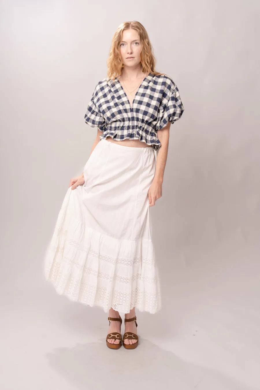 Edwardian White Tiered Petticoat Skirt sold by Charm School Vintage