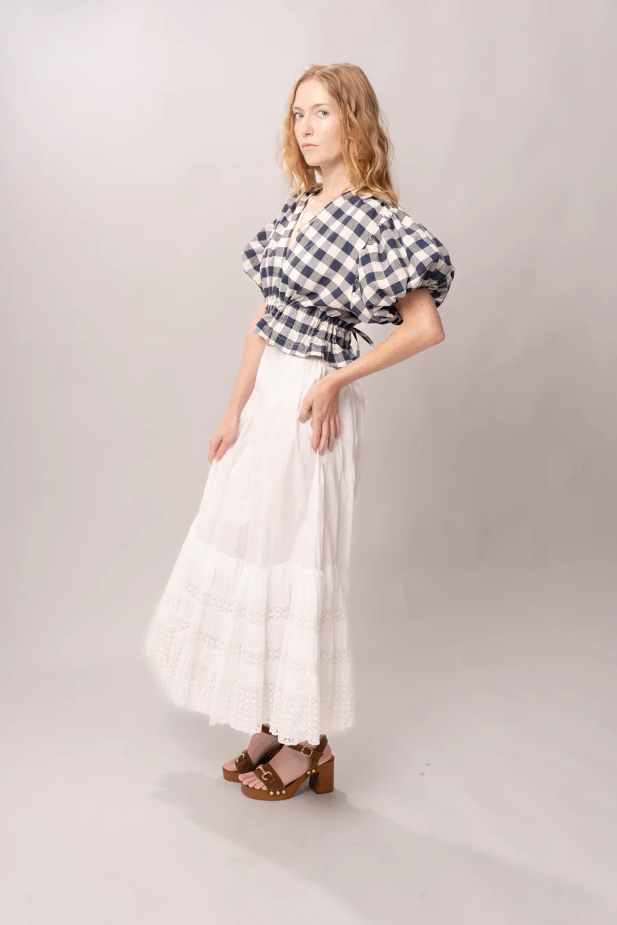 Edwardian White Tiered Petticoat Skirt sold by Charm School Vintage product image thumbnail 2
