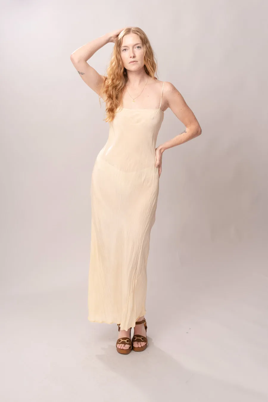1930’s Sheer Cream Bias Cut Slip sold by Charm School Vintage product image thumbnail 4