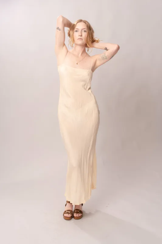 1930’s Sheer Cream Bias Cut Slip sold by Charm School Vintage