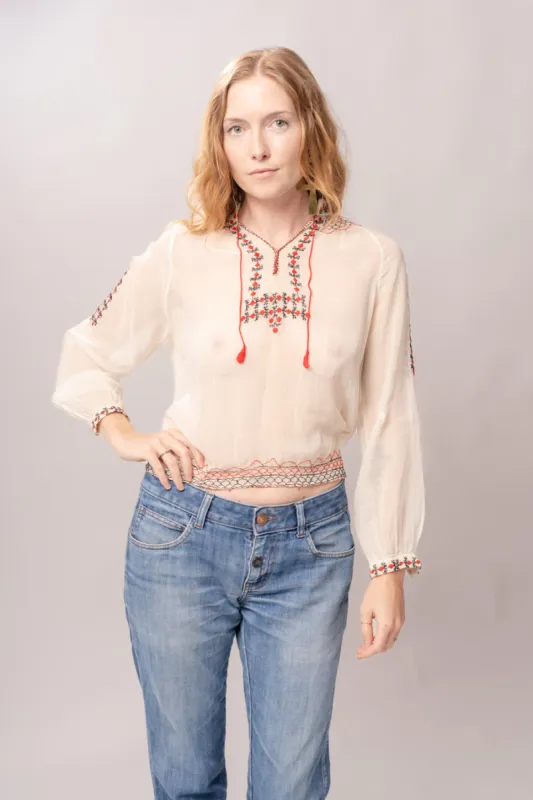 1940’s Eastern European Embroidered Top sold by Charm School Vintage