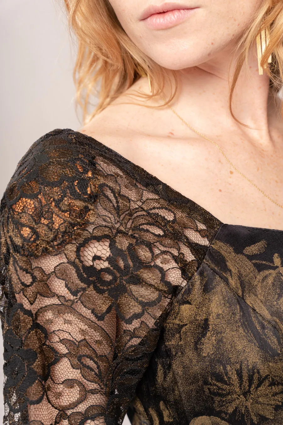 1990’s Black & Gold Skater Dress sold by Charm School Vintage product image thumbnail 2