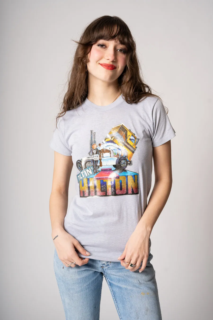 Roach 1979 Tiltin Hilton Glitter Tee sold by Charm School Vintage