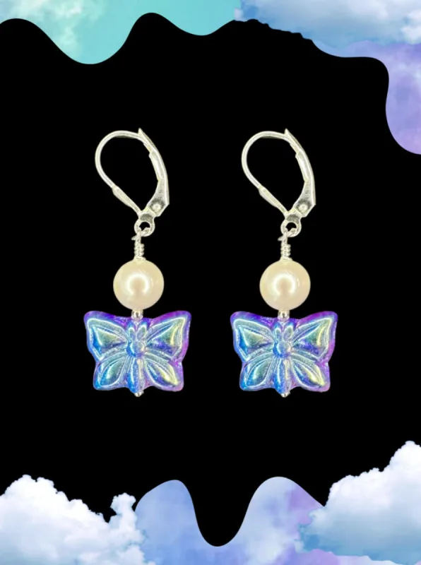 BO BARRA - Blue morpho butterfly earrings sold by Odeyalo