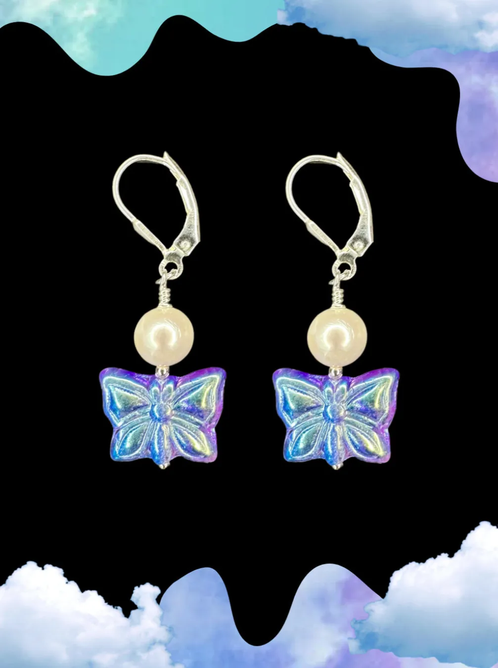 BO BARRA - Blue morpho butterfly earrings sold by Odeyalo