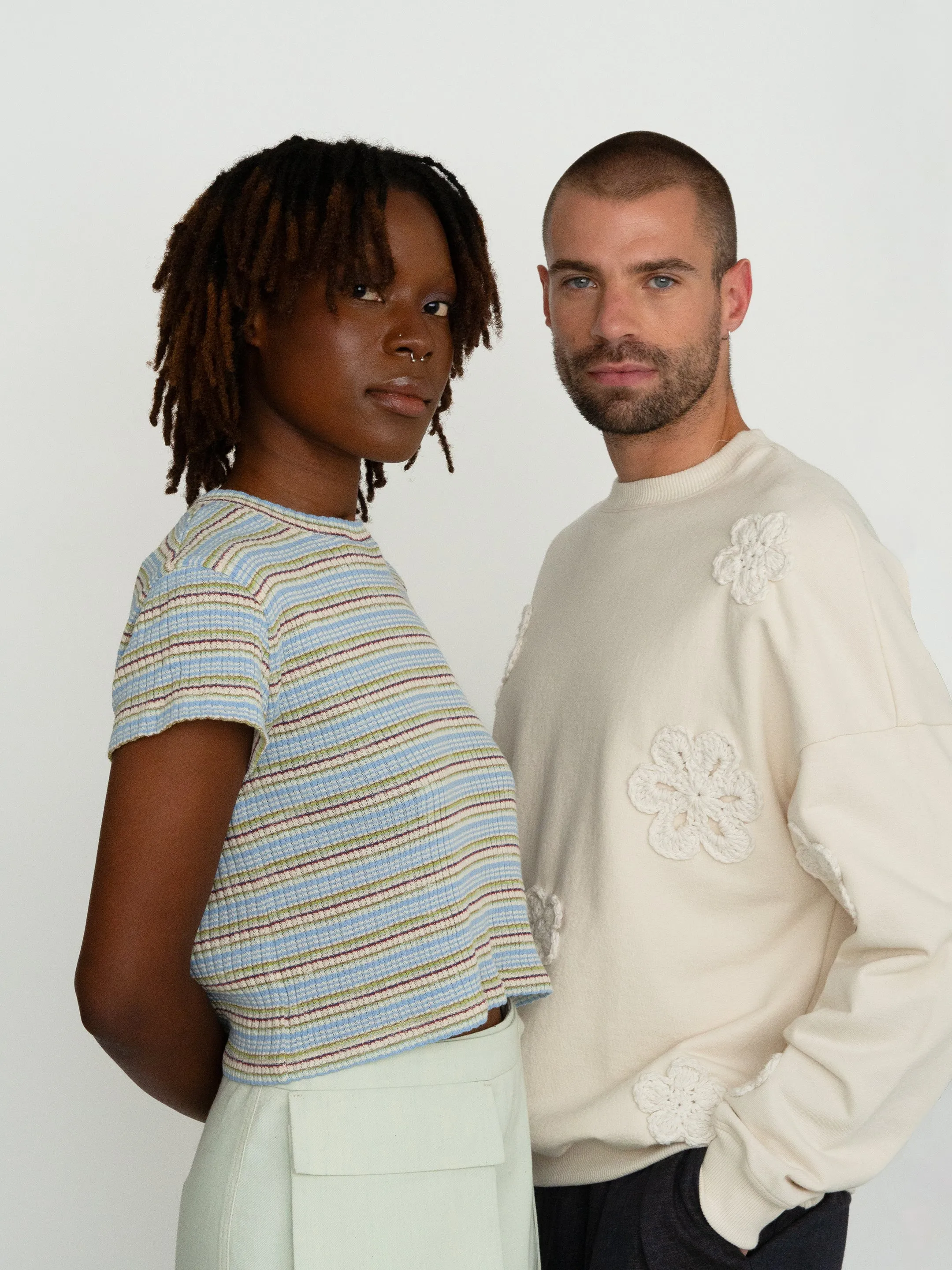 BROOK blue multi stripe t-shirt sold by Odeyalo