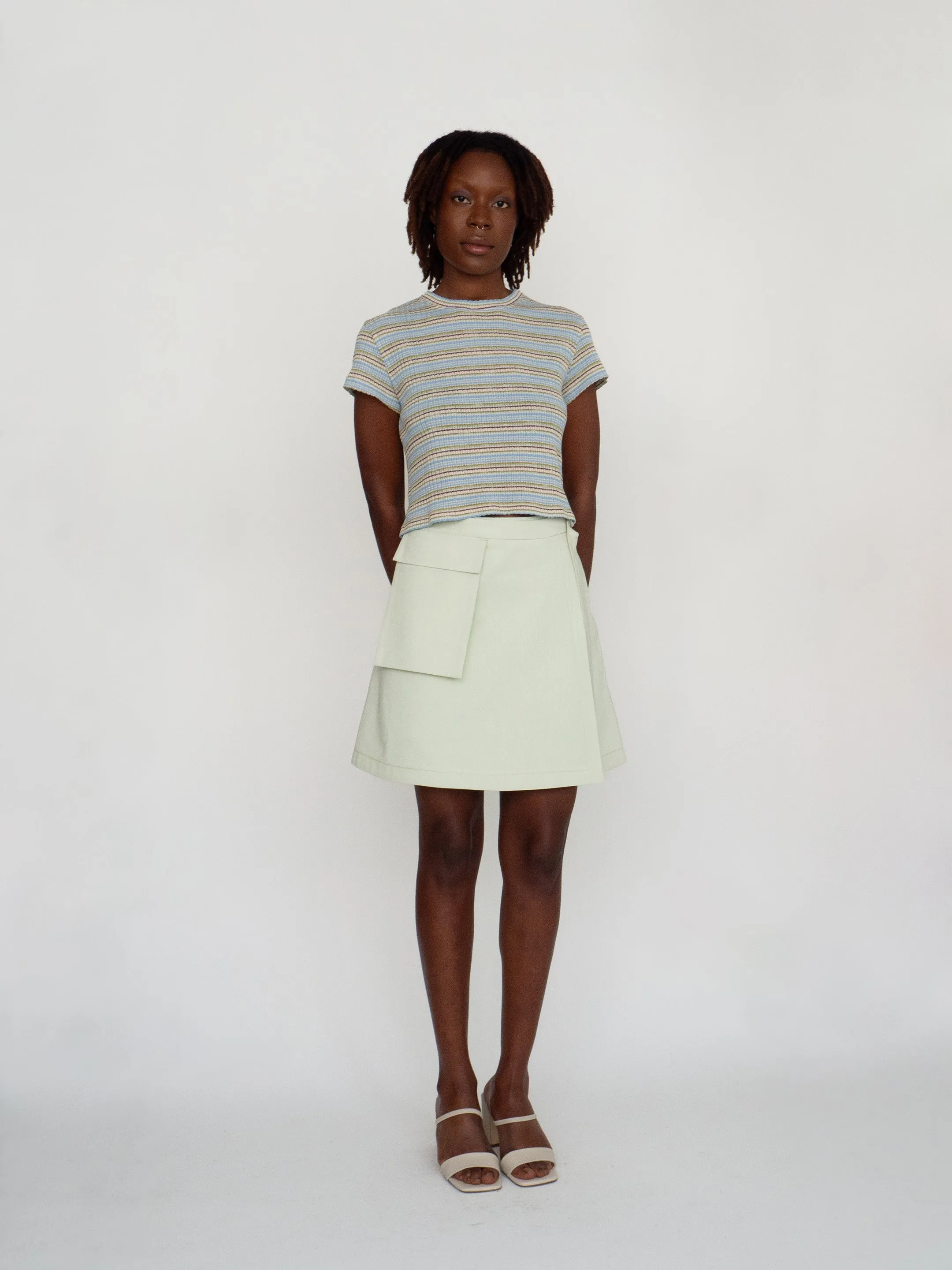 BROOK blue multi stripe t-shirt sold by Odeyalo product image thumbnail 2