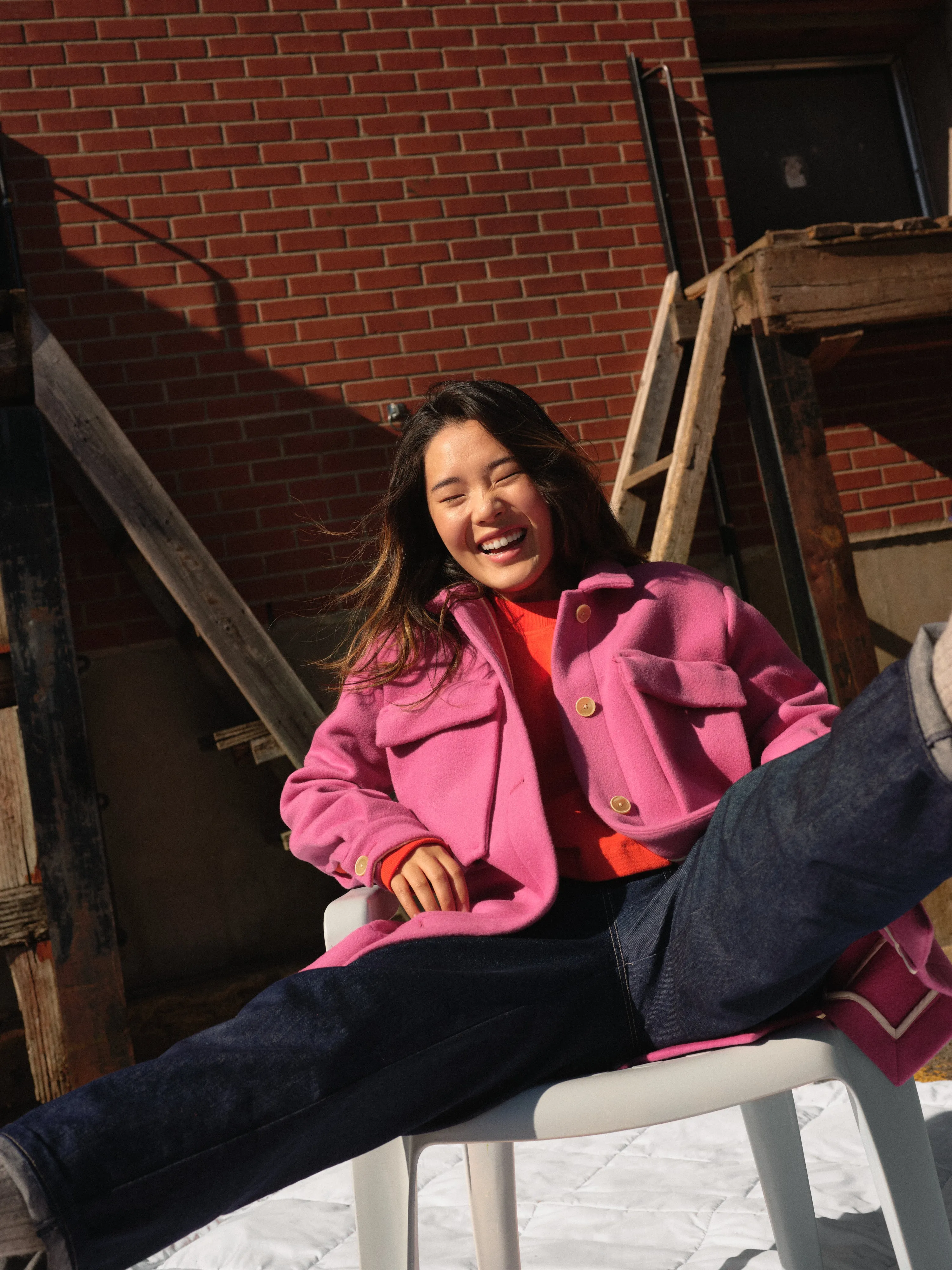 DENISE magenta oversized jacket sold by Odeyalo product image thumbnail 3