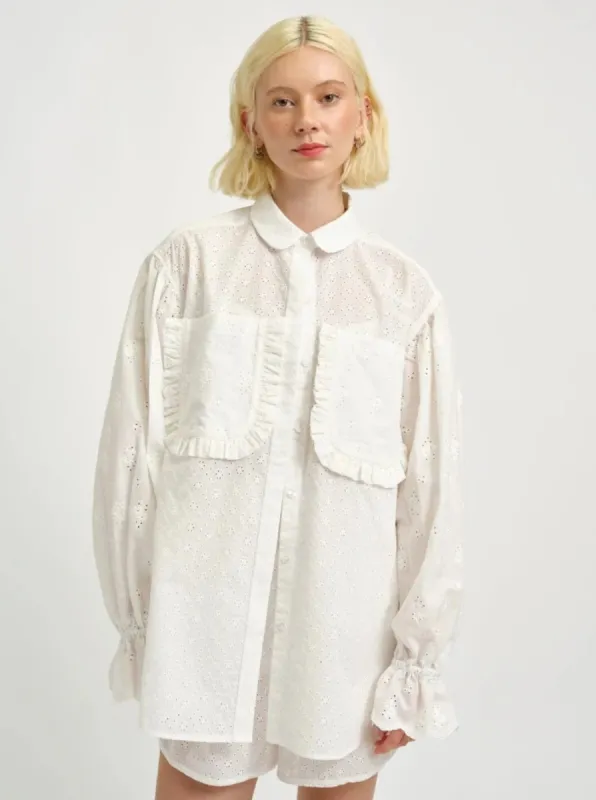 ELIZA FAULKNER - Esme shirt white eyelet combo sold by Odeyalo