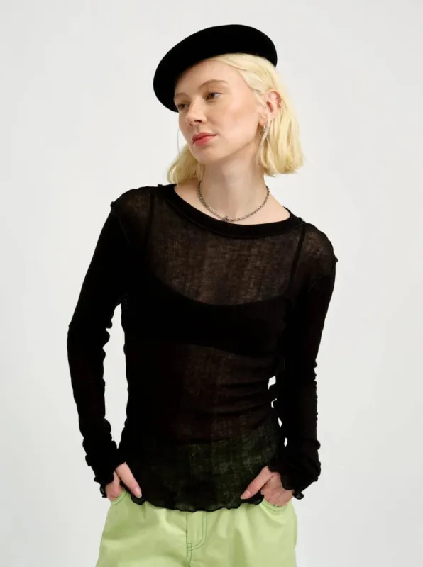 ELIZA FAULKNER - Longsleeve rib tee black sold by Odeyalo