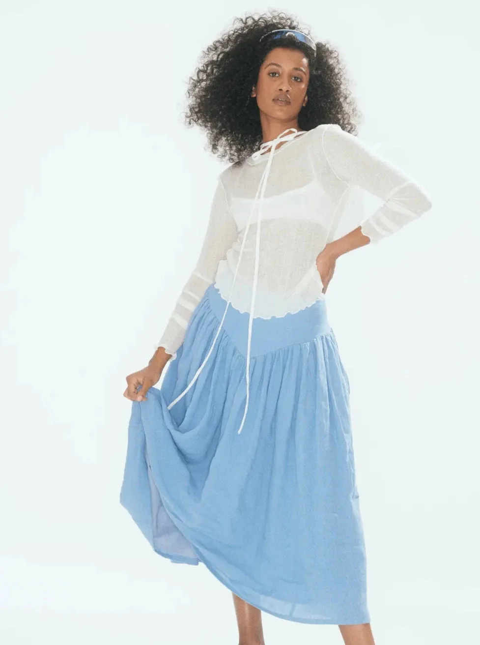 ELIZA FAULKNER - Longsleeve rib tee white sold by Odeyalo product image thumbnail 3