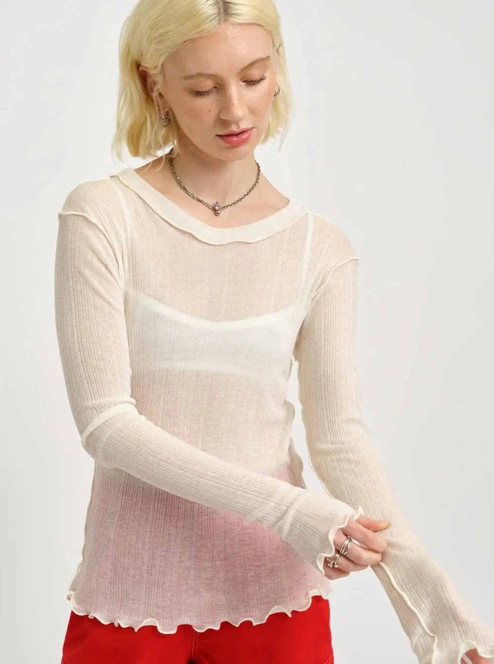 ELIZA FAULKNER - Longsleeve rib tee white sold by Odeyalo