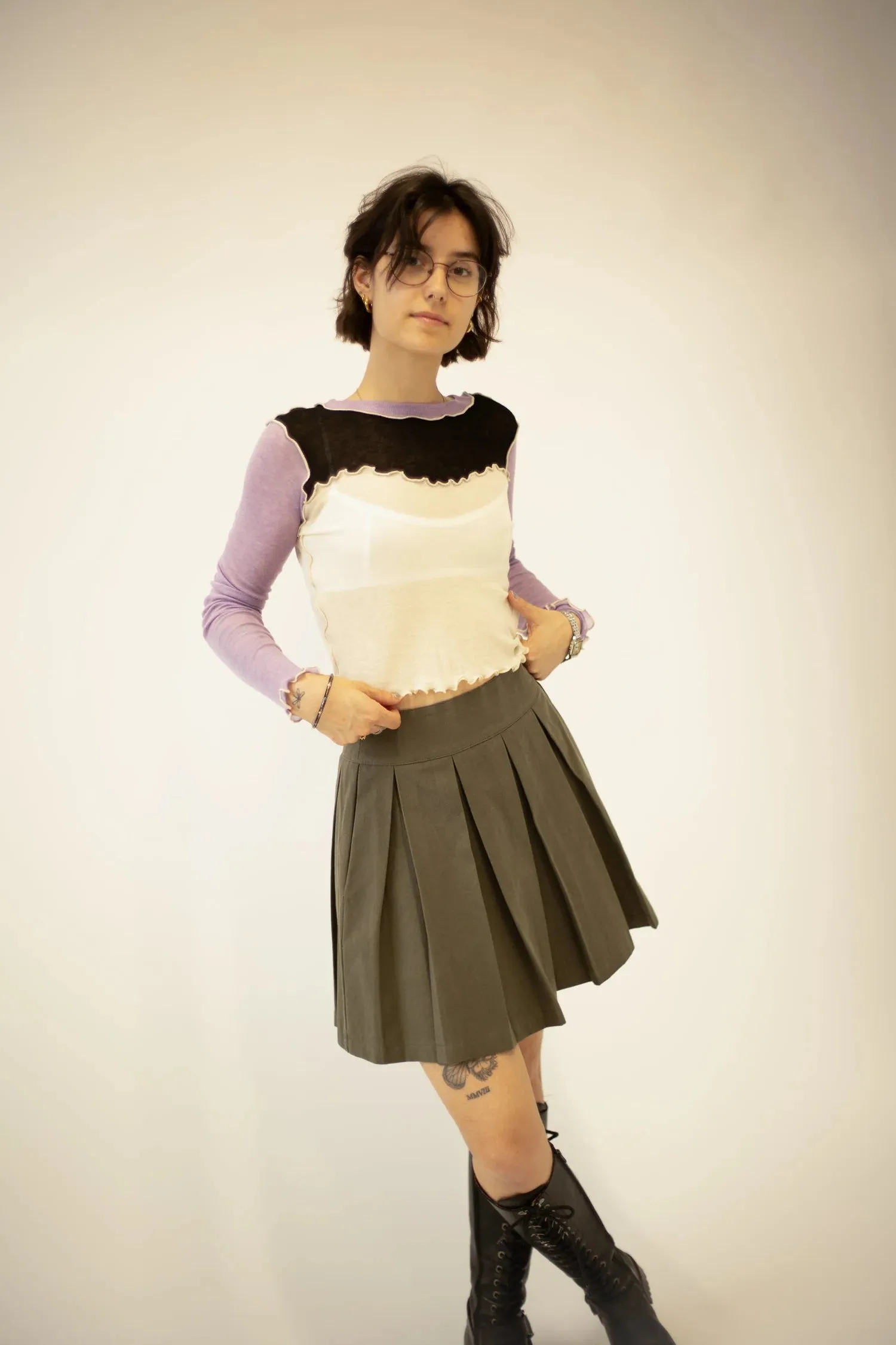 ELIZA FAULKNER - Portia Pleated Mini Skirt khaki sold by Odeyalo