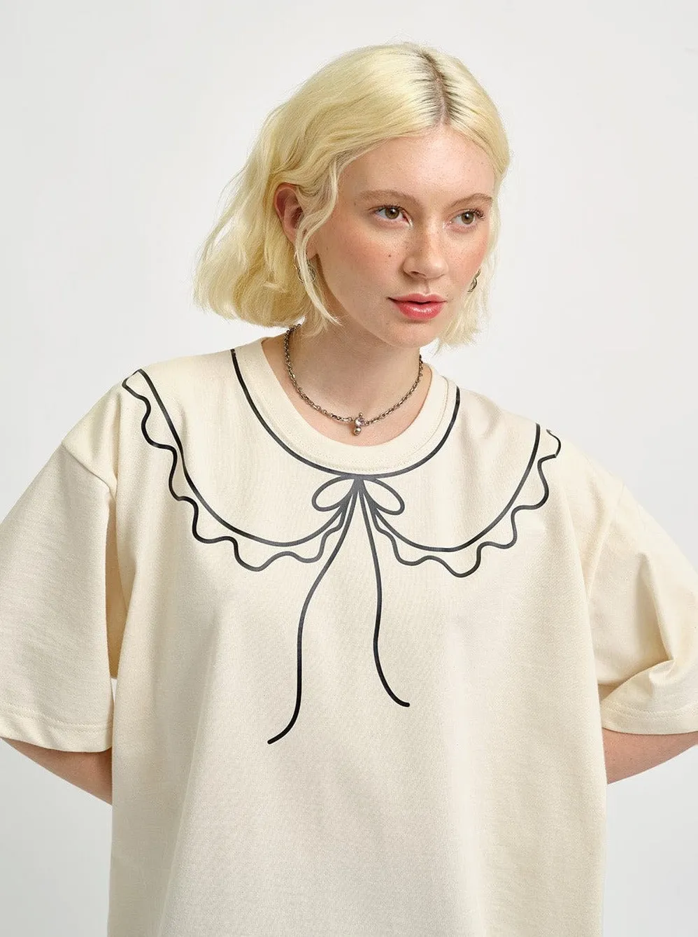 ELIZA FAULKNER - Recycled trompe l'oeil tee beige sold by Odeyalo
