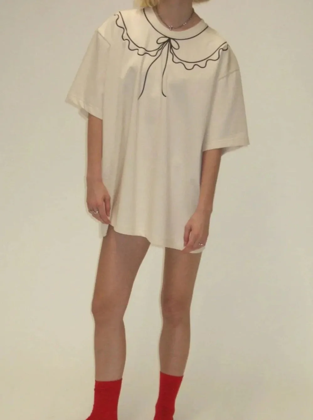ELIZA FAULKNER - Recycled trompe l'oeil tee beige sold by Odeyalo product image thumbnail 5