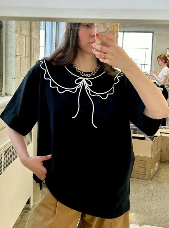 ELIZA FAULKNER - Recycled trompe l'oeil tee black sold by Odeyalo