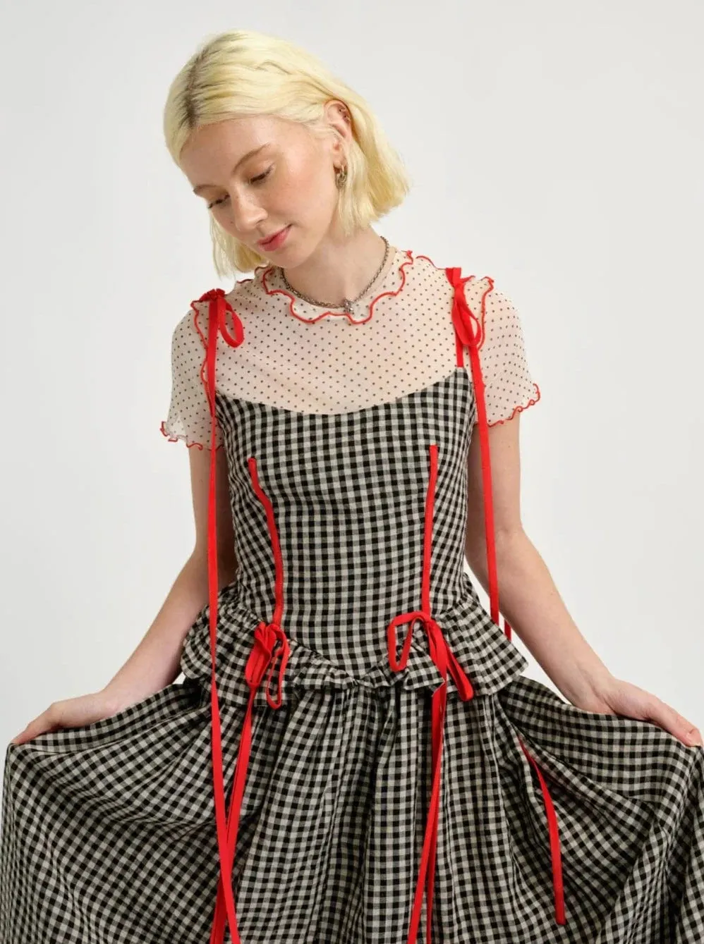 ELIZA FAULKNER - Remy tee cream polkadot mesh sold by Odeyalo product image thumbnail 4