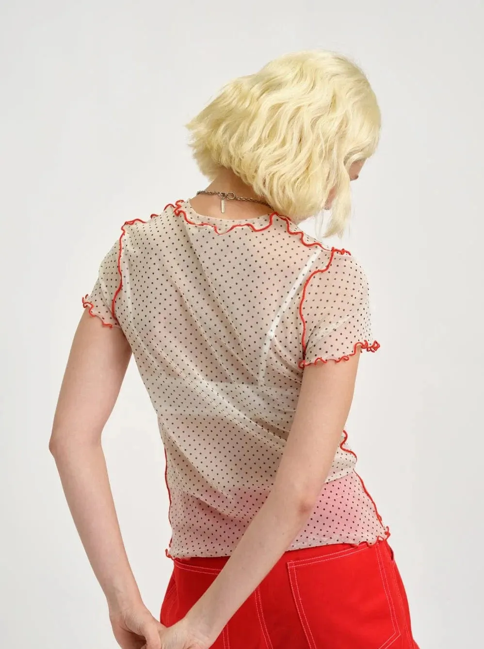 ELIZA FAULKNER - Remy tee cream polkadot mesh sold by Odeyalo product image thumbnail 2