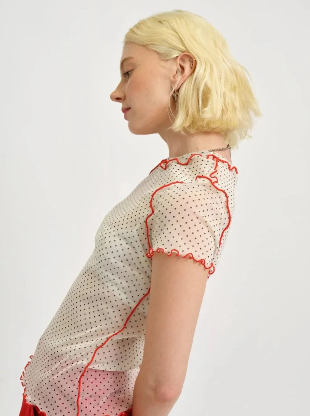 ELIZA FAULKNER - Remy tee cream polkadot mesh sold by Odeyalo product image thumbnail 3