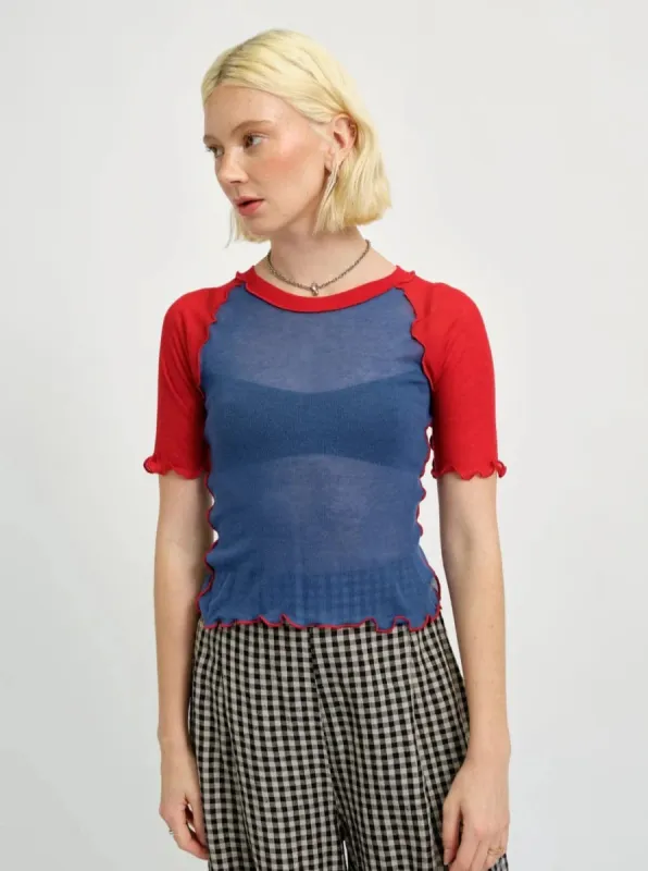 ELIZA FAULKNER - Ruth tee blue & red sold by Odeyalo