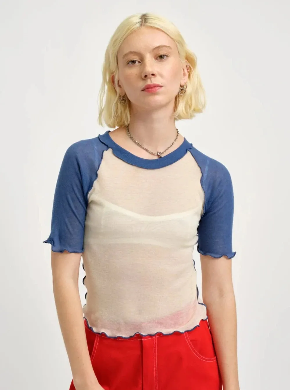 ELIZA FAULKNER - Ruth tee blue & white sold by Odeyalo