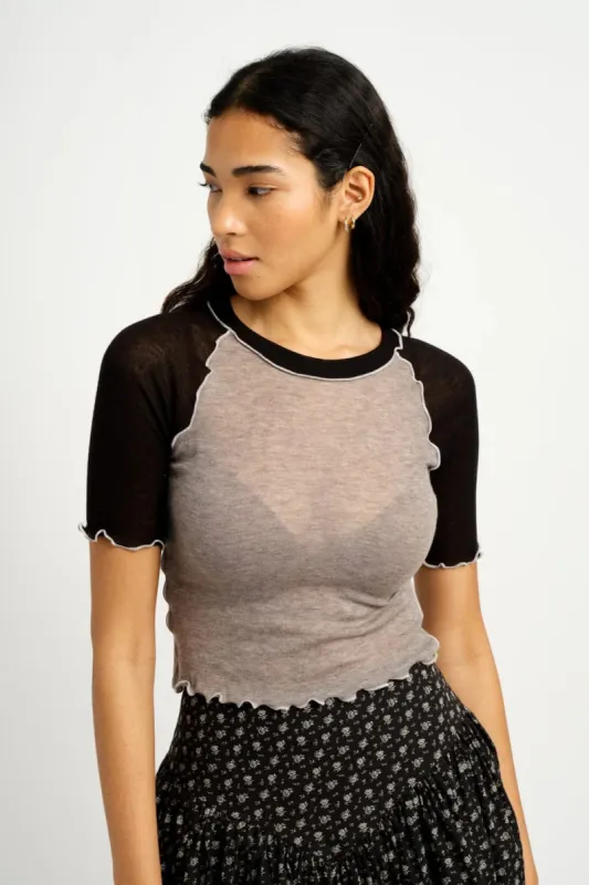 ELIZA FAULKNER - Ruth tee grey & black sold by Odeyalo