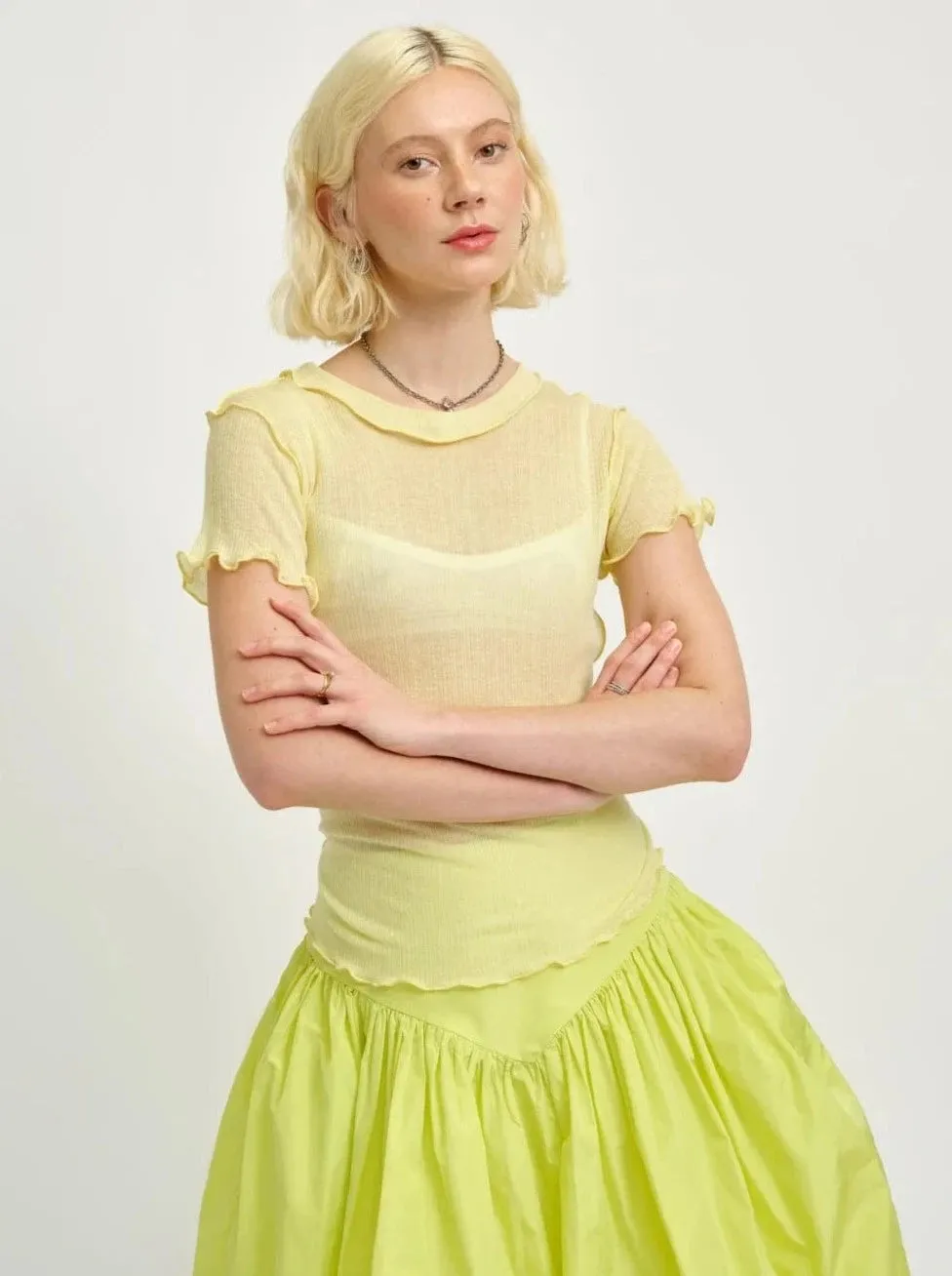ELIZA FAULKNER - Shortsleeve rib tee butter yellow sold by Odeyalo
