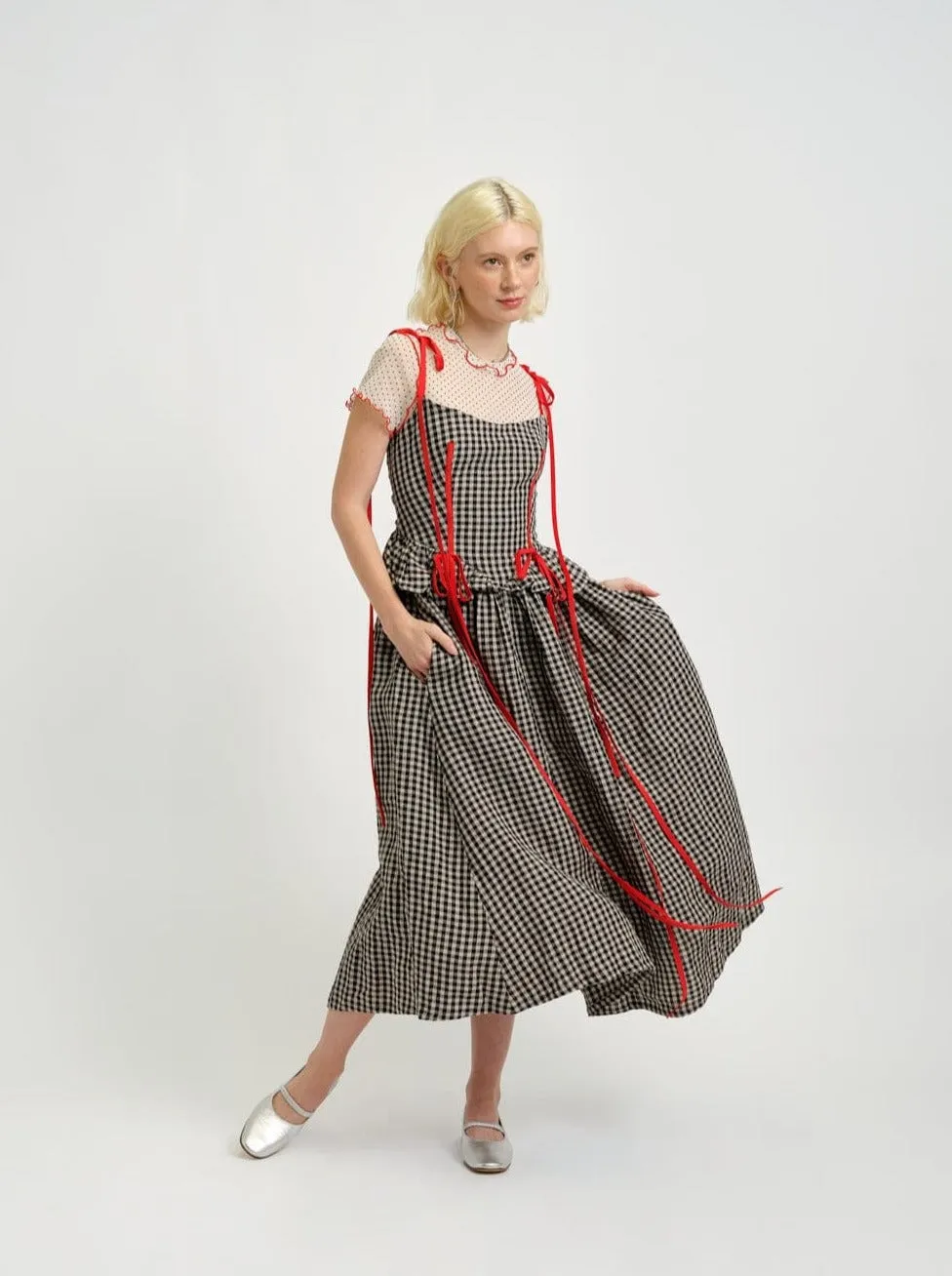 ELIZA FAULKNER - Tessa dress gingham linen sold by Odeyalo