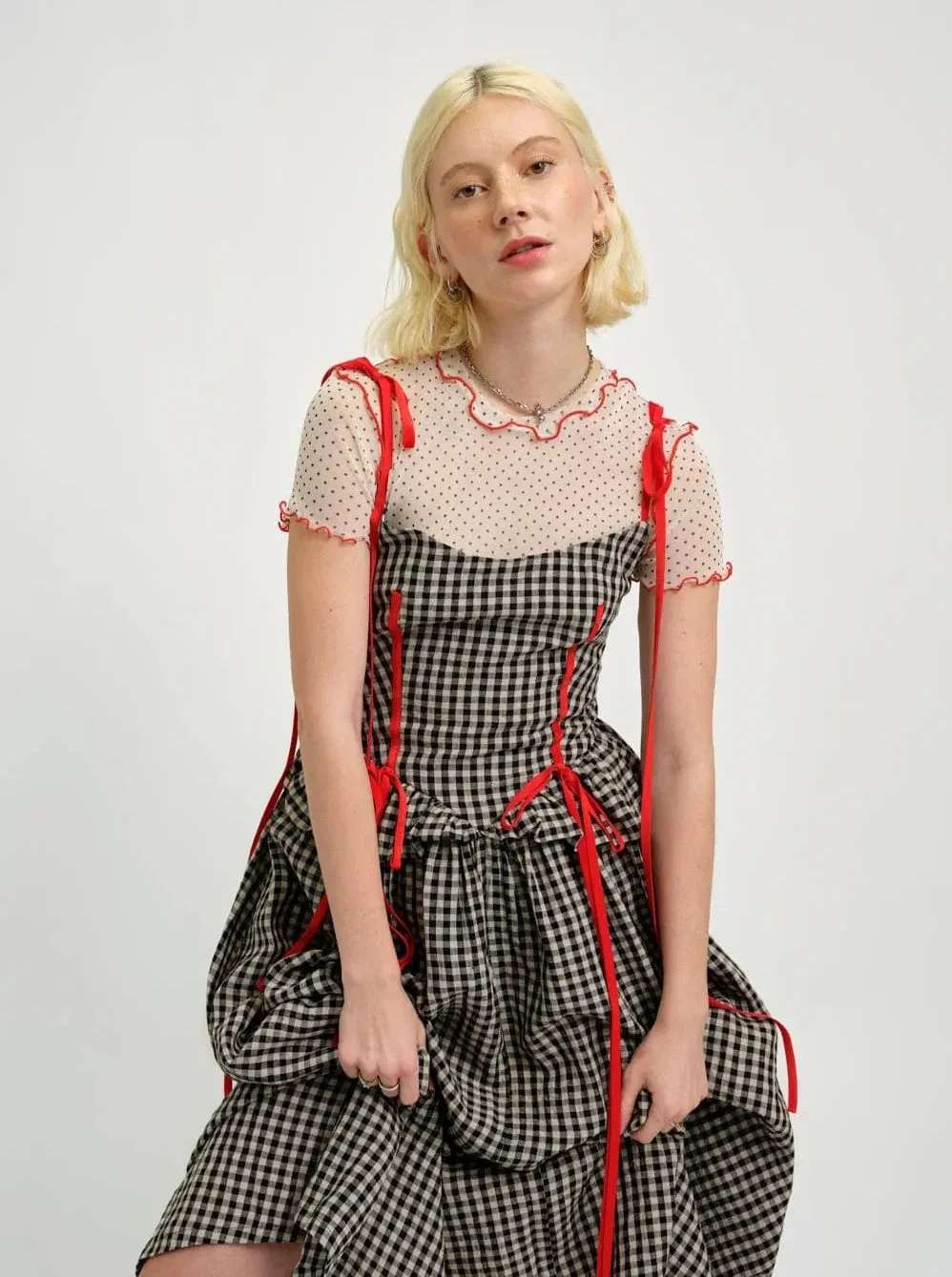 ELIZA FAULKNER - Tessa dress gingham linen sold by Odeyalo product image thumbnail 3