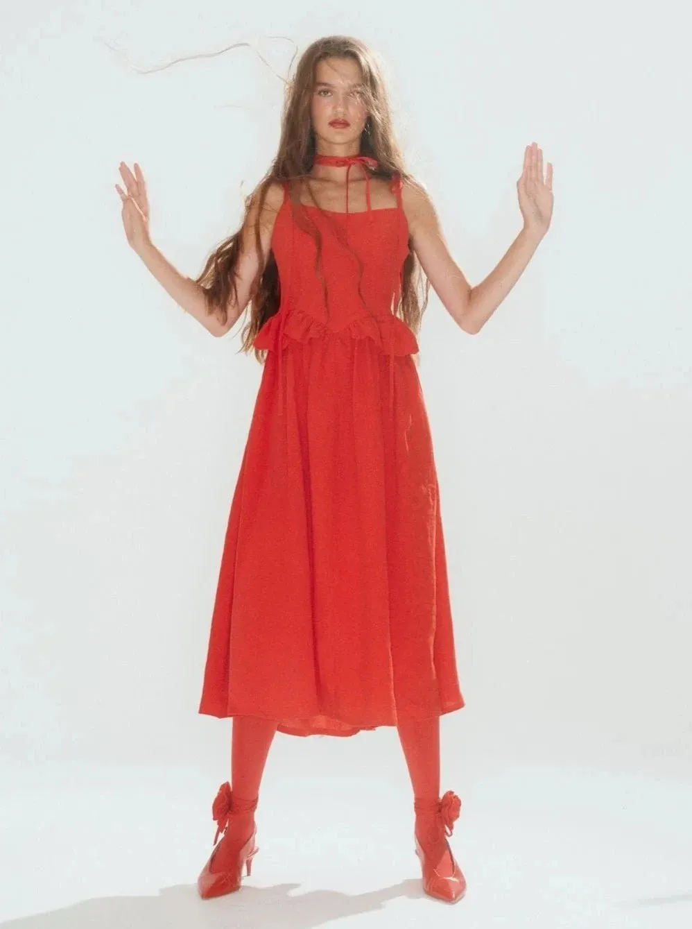 ELIZA FAULKNER - Tessa dress red linen sold by Odeyalo product image thumbnail 5