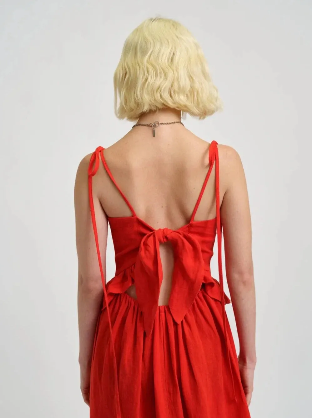 ELIZA FAULKNER - Tessa dress red linen sold by Odeyalo product image thumbnail 3