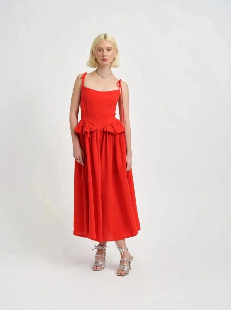 ELIZA FAULKNER - Tessa dress red linen sold by Odeyalo