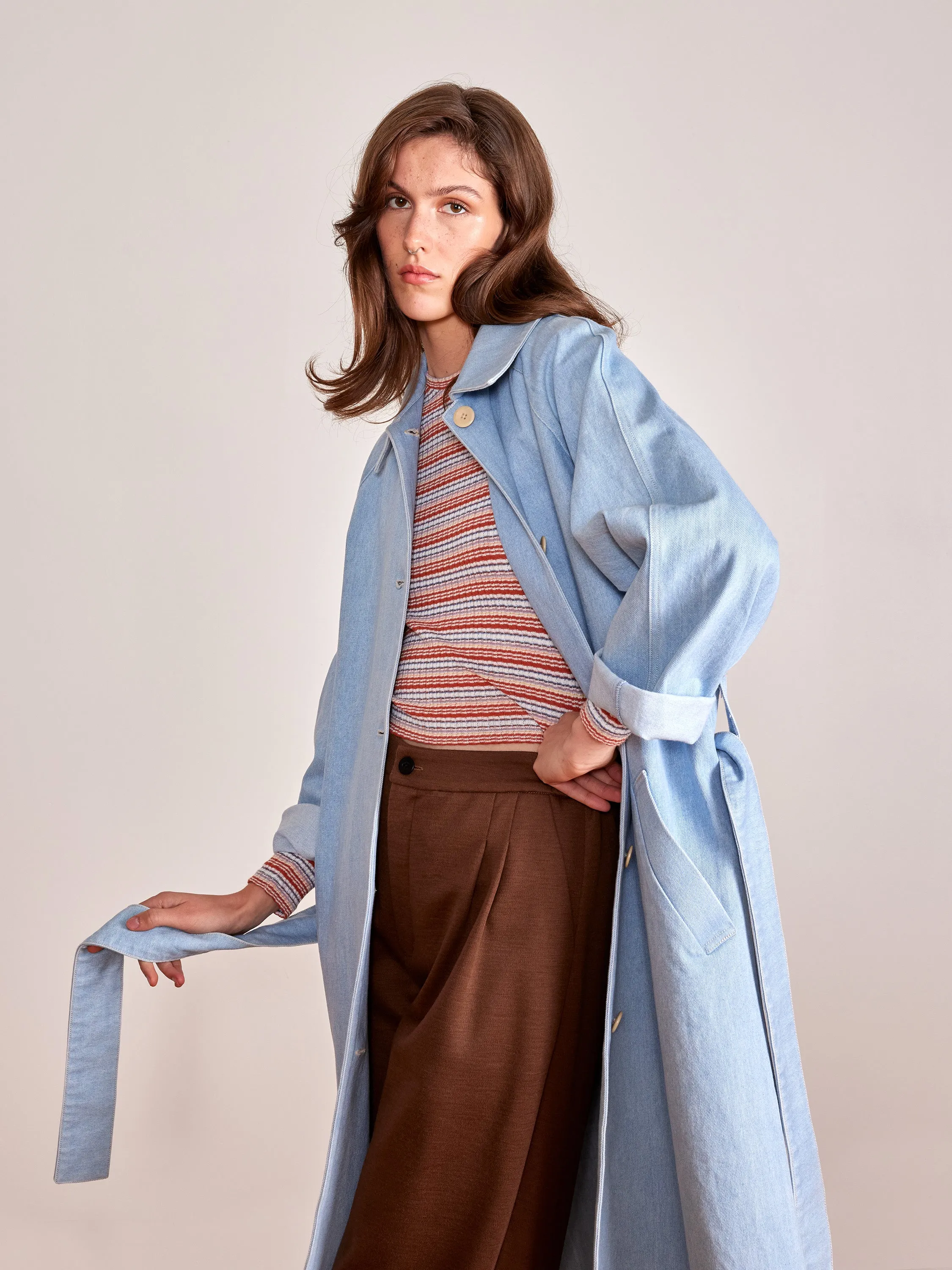 Made to order - EXTRA blue denim trench sold by Odeyalo product image thumbnail 2