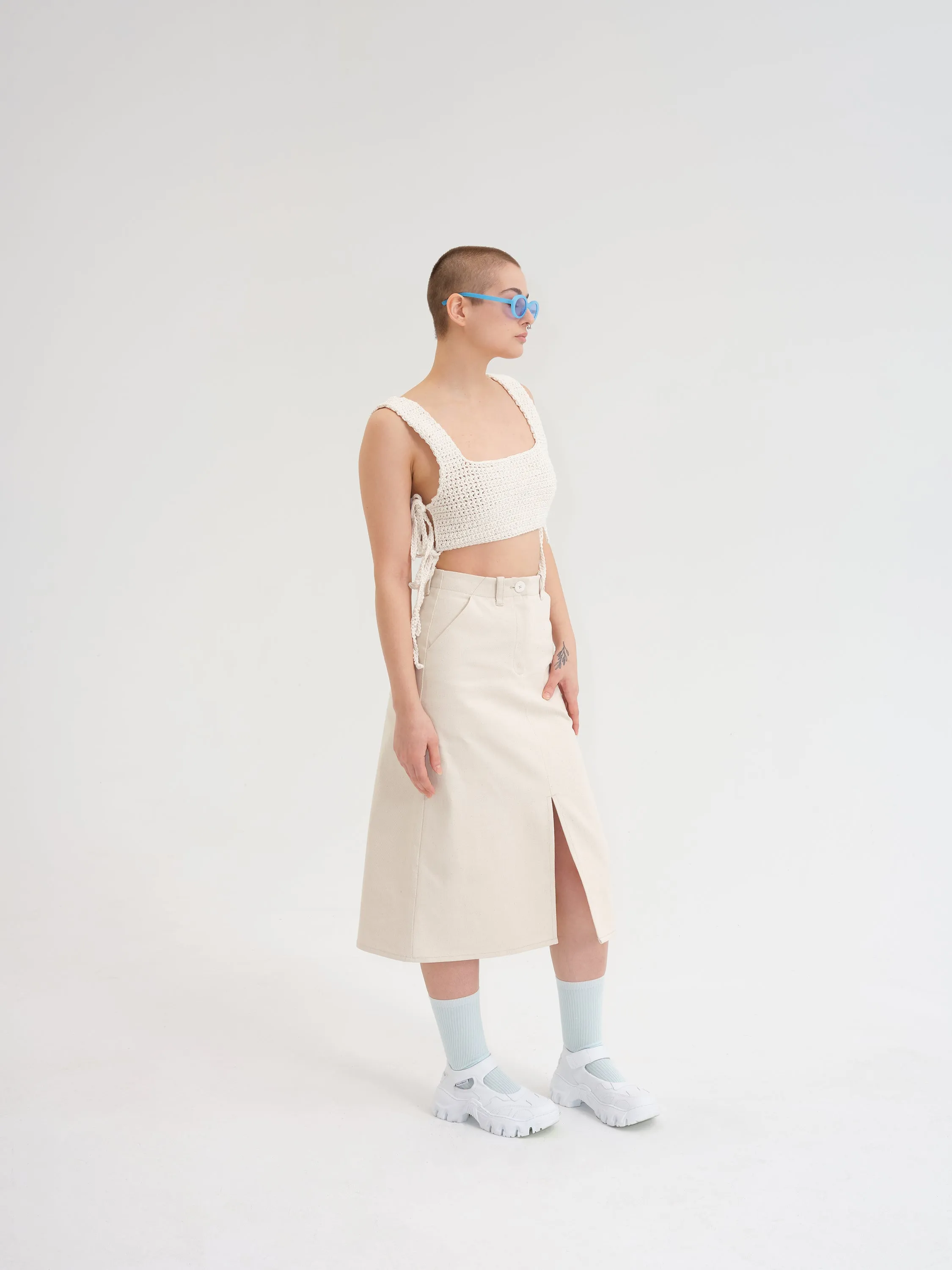 Made to order - MAMIE beige crochet crop top sold by Odeyalo product image thumbnail 4