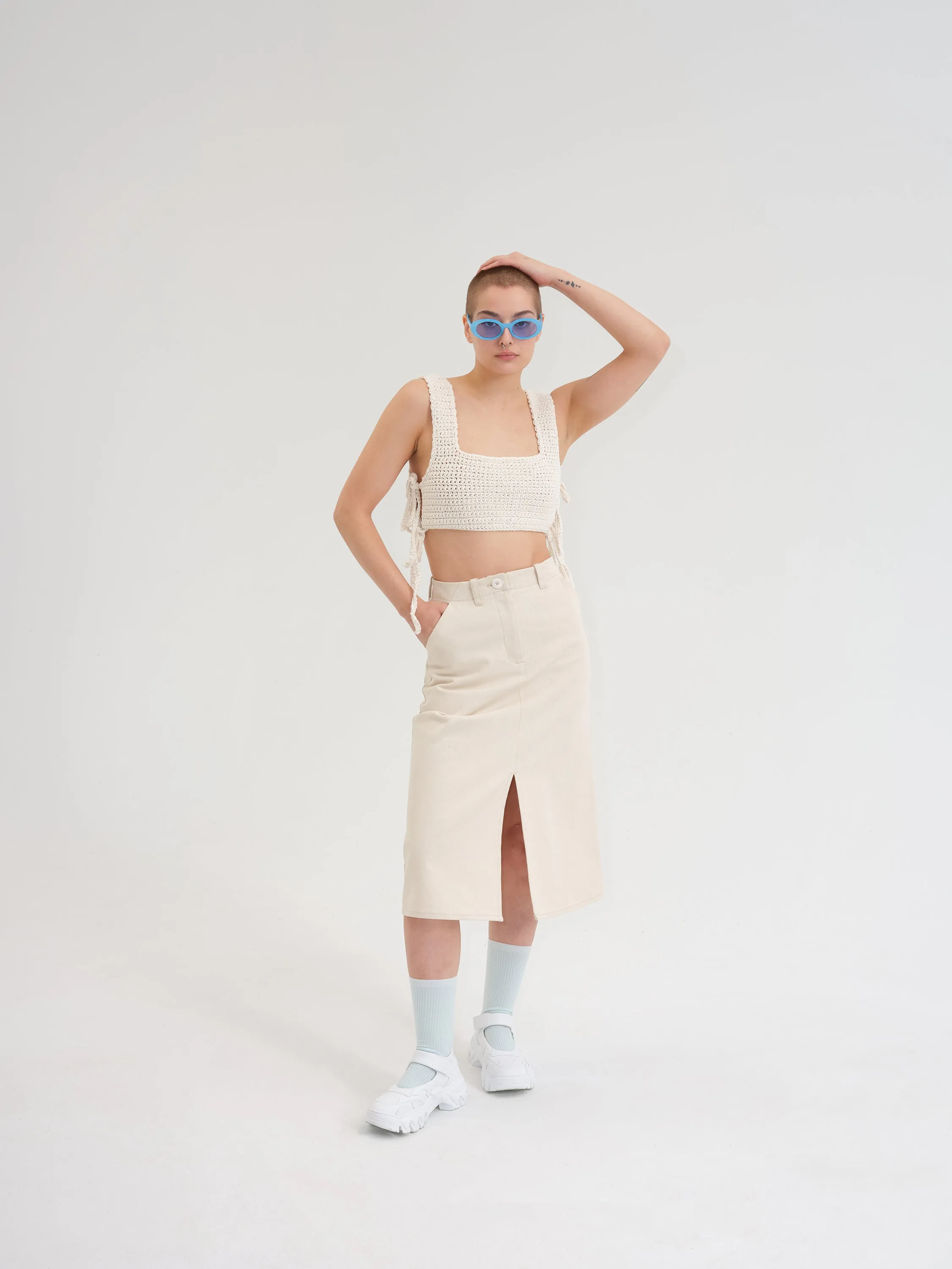 Made to order - MAMIE beige crochet crop top sold by Odeyalo product image thumbnail 5